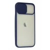 Durukar®  iPhone 12 Kılıf Palm Buzlu Kamera Sürgülü Silikon - Lacivert