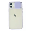 Durukar®  iPhone 12 Kılıf Palm Buzlu Kamera Sürgülü Silikon - Lila