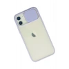 Durukar®  iPhone 12 Kılıf Palm Buzlu Kamera Sürgülü Silikon - Lila