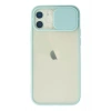 Durukar®  iPhone 12 Kılıf Palm Buzlu Kamera Sürgülü Silikon - Turkuaz