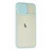 Durukar®  iPhone 12 Kılıf Palm Buzlu Kamera Sürgülü Silikon - Turkuaz