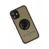 Durukar®  iPhone 12 Mini Kılıf Montreal Yüzüklü Silikon Kapak - Siyah