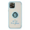 Durukar®  iPhone 12 Pro Kılıf Montreal Yüzüklü Silikon Kapak - Buz Mavi