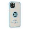 Durukar®  iPhone 12 Pro Kılıf Montreal Yüzüklü Silikon Kapak - Buz Mavi