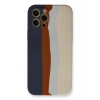 Durukar®  iPhone 12 Pro Max Kılıf Ebruli Lansman Silikon - Lacivert-Krem