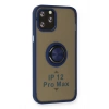 Durukar®  iPhone 12 Pro Max Kılıf Montreal Yüzüklü Silikon Kapak - Lacivert