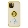 Durukar®  iPhone 12 Pro Max Kılıf Montreal Yüzüklü Silikon Kapak - Sarı