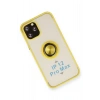 Durukar®  iPhone 12 Pro Max Kılıf Montreal Yüzüklü Silikon Kapak - Sarı
