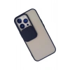 Durukar®  iPhone 13 Pro Kılıf Palm Buzlu Kamera Sürgülü Silikon - Lacivert