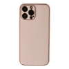 Durukar®  iPhone 13 Pro Max Kılıf Coco Deri Silikon Kapak - Pudra