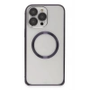 Durukar®  iPhone 14 Pro Kılıf Metal Bumper Magneticsafe Kapak - Derin Mor