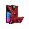 Durukar®  iPhone 14 Pro Kılıf Sofya Yüzüklü Silikon Kapak - Kırmızı