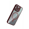 Durukar®   iPhone 14 Pro Max Remim Lensli Magsafe Standlı Kapak - Bordo