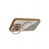 Durukar®   iPhone 14 Pro Max Remim Lensli Magsafe Standlı Kapak - Kahverengi