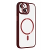 Durukar®   iPhone 14 Remim Lensli Magsafe Standlı Kapak - Bordo