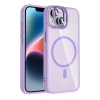 Durukar®   iPhone 14 Remim Lensli Magsafe Standlı Kapak - Lila