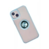 Durukar®  iPhone 15 Kılıf Montreal Yüzüklü Silikon Kapak - Buz Mavi