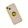 Durukar®  iPhone 15 Kılıf Montreal Yüzüklü Silikon Kapak - Sarı