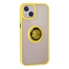 Durukar®  iPhone 15 Kılıf Montreal Yüzüklü Silikon Kapak - Sarı