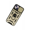 Durukar®  iPhone 15 Kılıf Pars Lens Yüzüklü Silikon - Gold