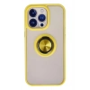 Durukar®  iPhone 15 Pro Kılıf Montreal Yüzüklü Silikon Kapak - Sarı
