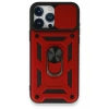 Durukar®  iPhone 15 Pro Kılıf Pars Lens Yüzüklü Silikon - Kırmızı