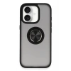 Durukar®  iPhone 16 Kılıf Montreal Yüzüklü Silikon Kapak - Siyah
