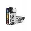 Durukar®  iPhone 16 Kılıf Pars Lens Yüzüklü Silikon - Gümüş