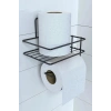 Durukar® Self-Adhesive Toilet Paper Holder and Spare Shelf - Black Modern Metal Design