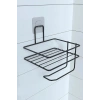 Durukar® Kendiliğinden Yapışkanlı Tuvalet Kağıdı Tutacağı ve Yedek Raf - Siyah Modern Metal Tasarım