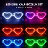 Durukar® LED Işıklı Kalp Glow Pilli Parti Gözlüğü – 6 Adet / 5 Renk Set