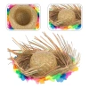 Durukar® Naturel Renk Püsküllü Örme Hasır Hawaii Luau Aloha Şapka 13x36 cm