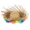 Durukar® Naturel Renk Püsküllü Örme Hasır Hawaii Luau Aloha Şapka 13x36 cm