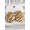 Durukar® Pirinç Gold Renk İşlemeli Oval Model Kadın Küpe