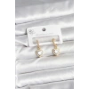 Durukar® Pirinç Gold Renk Zirkon Taşlı Kalp Model Kadın Küpe