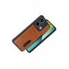 Durukar®   Redmi 15C 4G Sara Kartvizitli Deri Kılıf - Taba