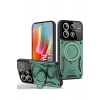 Durukar®   Redmi Note 13 Pro 4G Kılıf Joy Lens Standlı Kapak - Koyu Yeşil