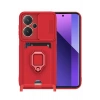 Durukar®   Redmi Note 13 Pro Plus Kılıf Zuma Kartvizitli Yüzüklü Silikon - Kırmızı
