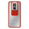 Durukar®   Redmi Note 9 Kılıf Palm Buzlu Kamera Sürgülü Silikon - Kırmızı