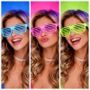 Durukar® Retro Neon Fosforlu Panjur Gözlük 12 Adet – 80’ler 90’lar Parti Stili