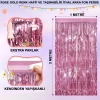 Durukar® Rose Gold Renk Ekstra Metalize Parlak Saçaklı Arka Fon Perde İthal A Kalite 1x2 Metre