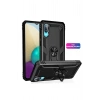 Durukar®  Samsung Galaxy A02 Kılıf Sofya Yüzüklü Silikon Kapak - Siyah
