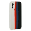Durukar®  Samsung Galaxy A03S Kılıf Ebruli Lansman Silikon - Beyaz-Siyah