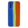 Durukar®  Samsung Galaxy A03S Kılıf Ebruli Lansman Silikon - Mavi-Turuncu