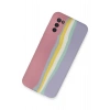Durukar®  Samsung Galaxy A03S Kılıf Ebruli Lansman Silikon - Pembe-Lila