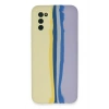 Durukar®  Samsung Galaxy A03S Kılıf Ebruli Lansman Silikon - Sarı-Lila