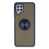 Durukar®  Samsung Galaxy A22 Kılıf Montreal Yüzüklü Silikon Kapak - Lacivert