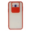 Durukar®  Samsung Galaxy J7 Kılıf Palm Buzlu Kamera Sürgülü Silikon - Kırmızı