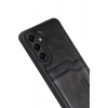 Durukar®  Samsung Galaxy M15 Sara Kartvizitli Deri Kılıf - Siyah