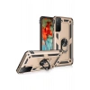 Durukar®  Samsung Galaxy S21 Kılıf Sofya Yüzüklü Silikon Kapak - Gold